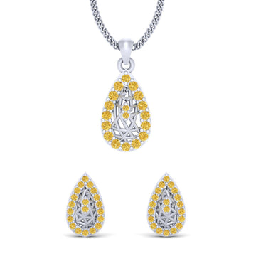 SILVER MESH PENDANT EARRINGS SET