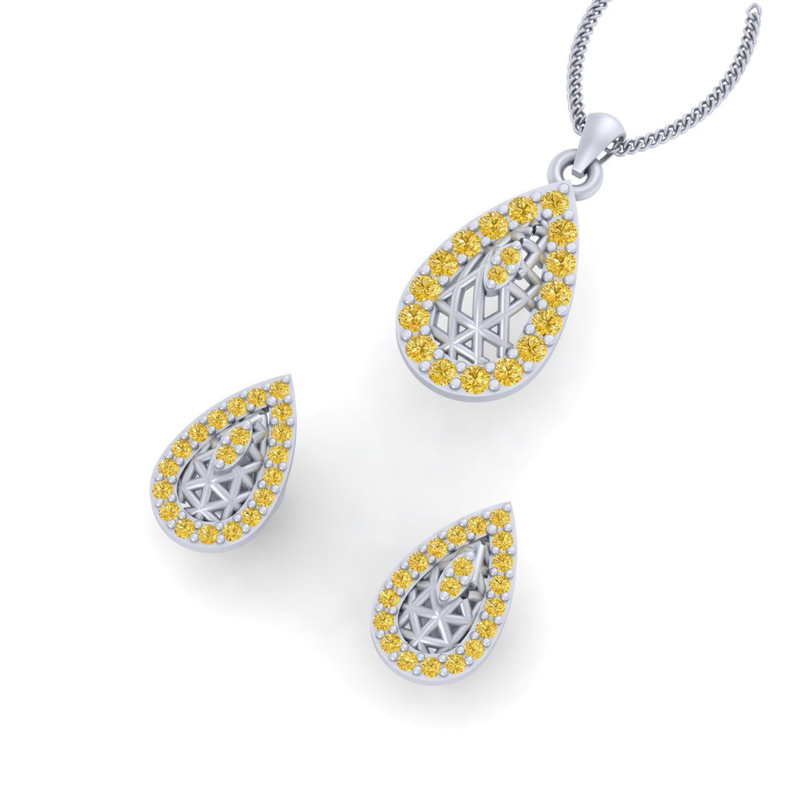 SILVER MESH PENDANT EARRINGS SET