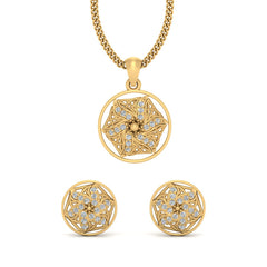 Diamond Mesh Pendant Set Floral Pendant Earrings Bridal Wedding Sets