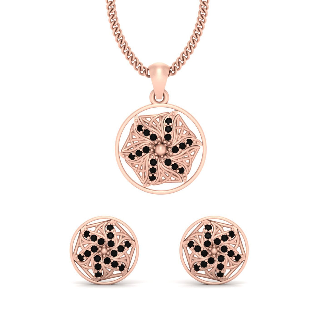 ROSE GOLD MESH PENDANT SET