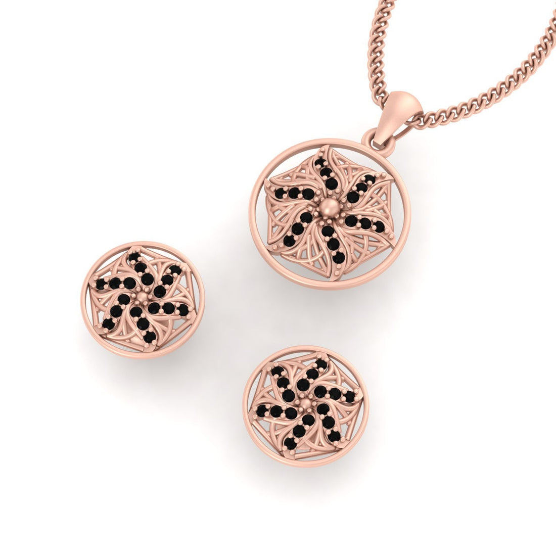 ROSE GOLD MESH PENDANT SET