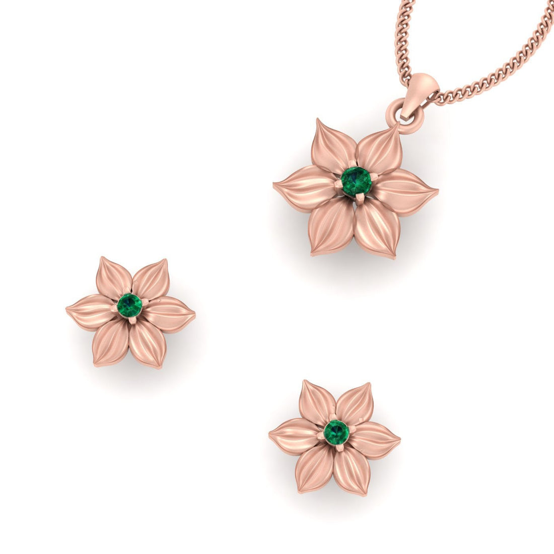 ROSE GOLD FLOWER PENDANT SET