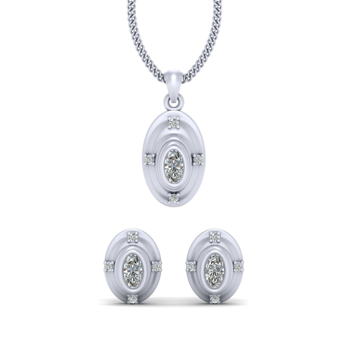 OVAL DIAMOND PENDANT SET