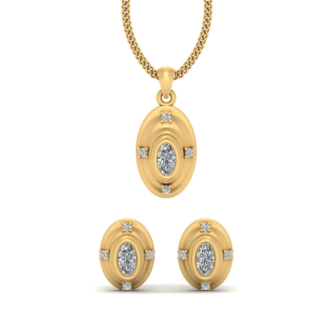 OVAL DIAMOND PENDANT SET