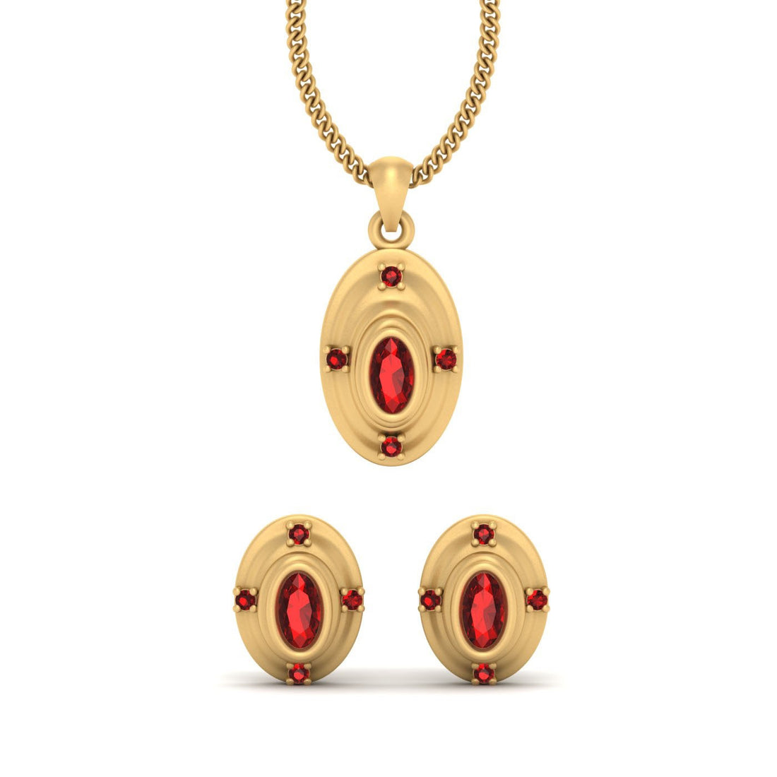 OVAL SHAPE PENDANT SET GOLD