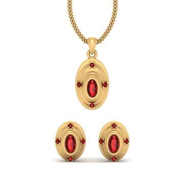 OVAL SHAPE PENDANT SET GOLD