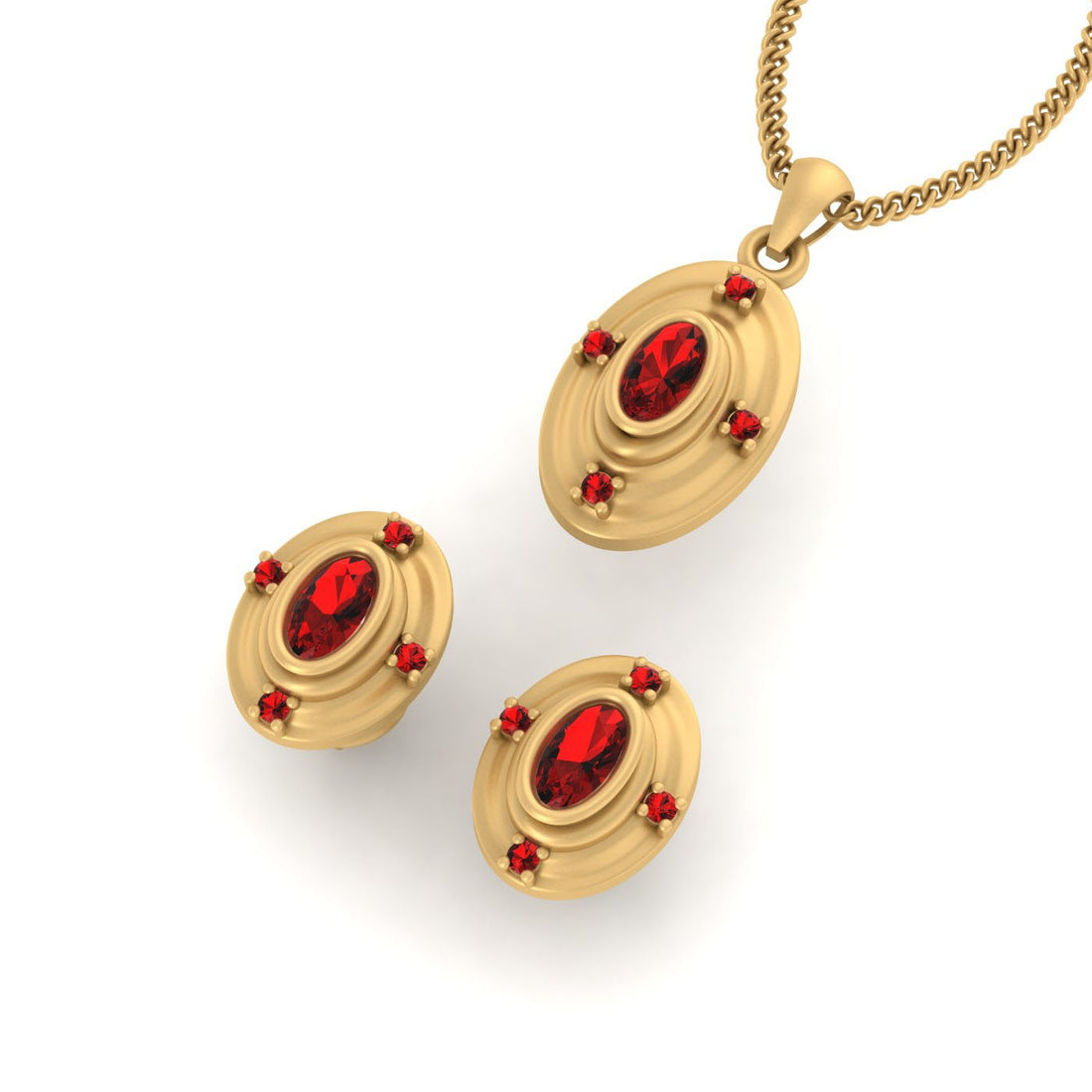 OVAL SHAPE PENDANT SET GOLD