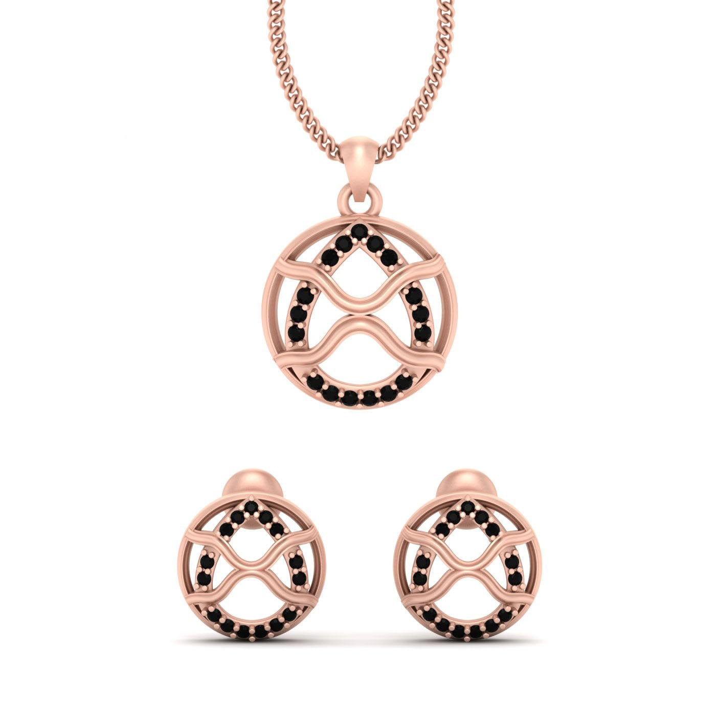 ROSE GOLD PENDANT EARRINGS SET