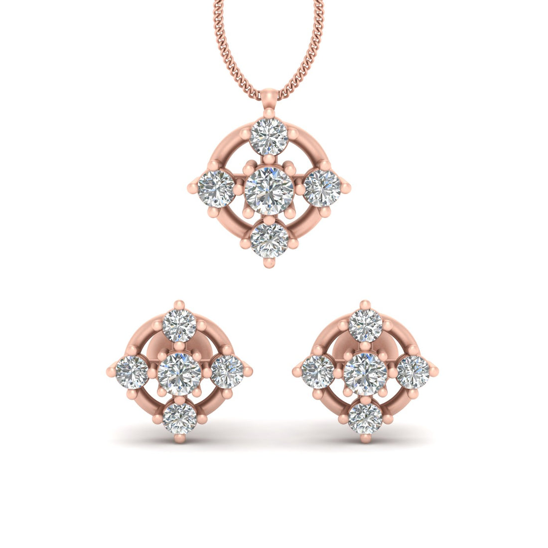 5 STONE PENDANT EARRINGS SET