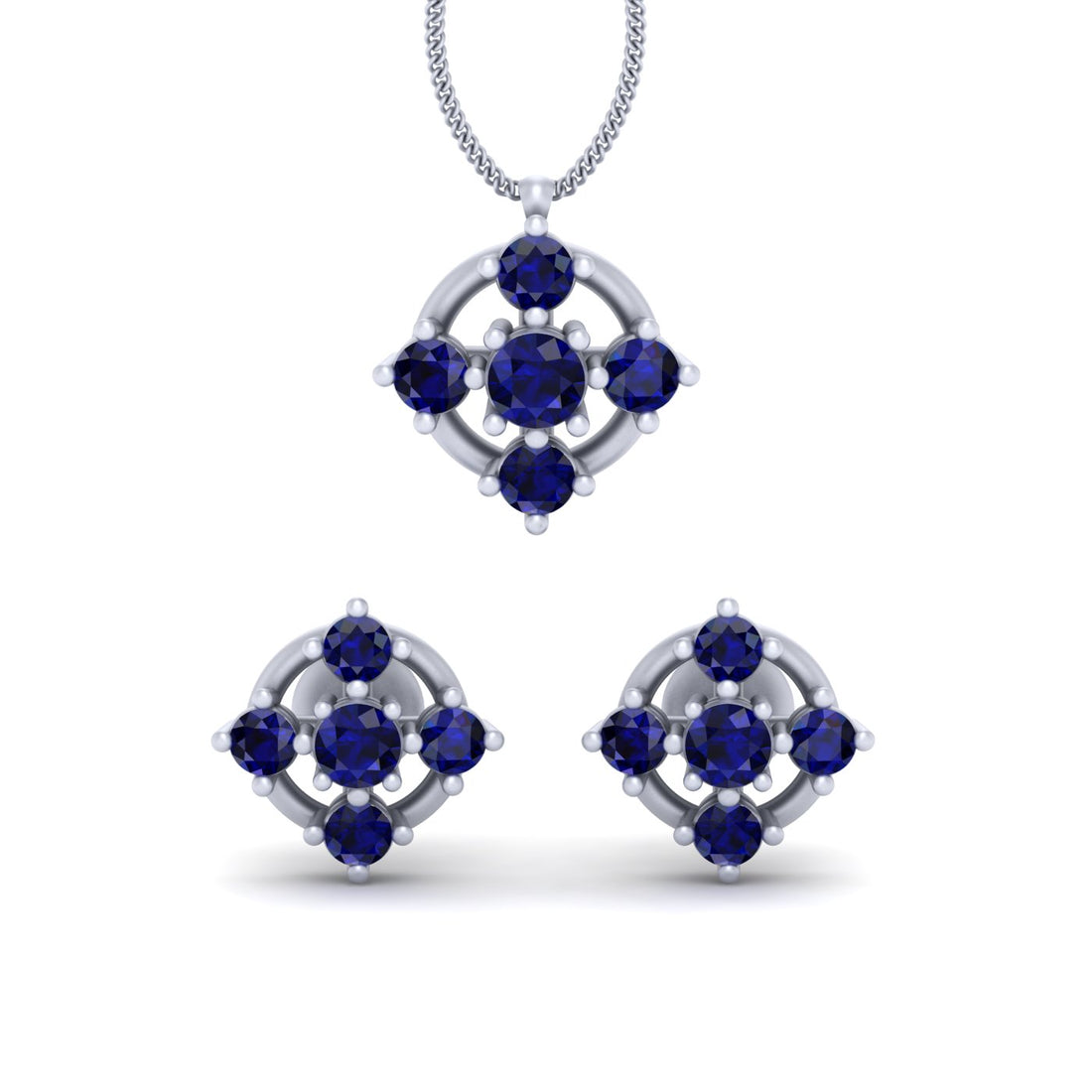 5 STONE SAPPHIRE PENDANT SET