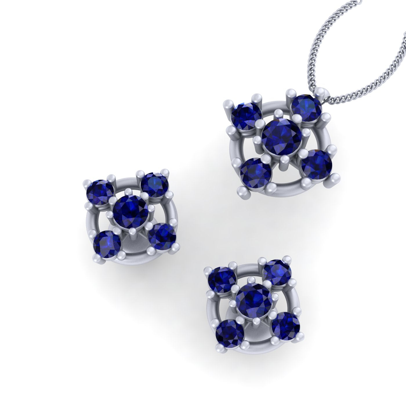 5 STONE SAPPHIRE PENDANT SET