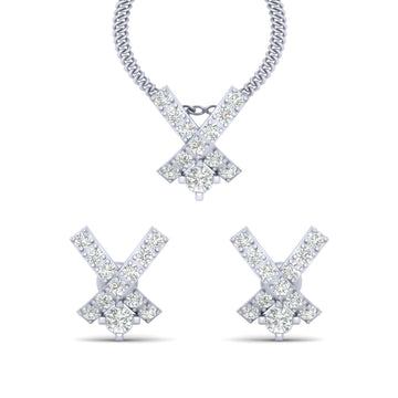 DIAMOND X PENDANT EARRINGS SET