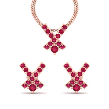X PENDANT EARRINGS SET