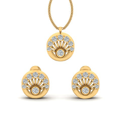Diamond Pendant Earrings Gold Wedding Pendant Set Bridal Jewelry