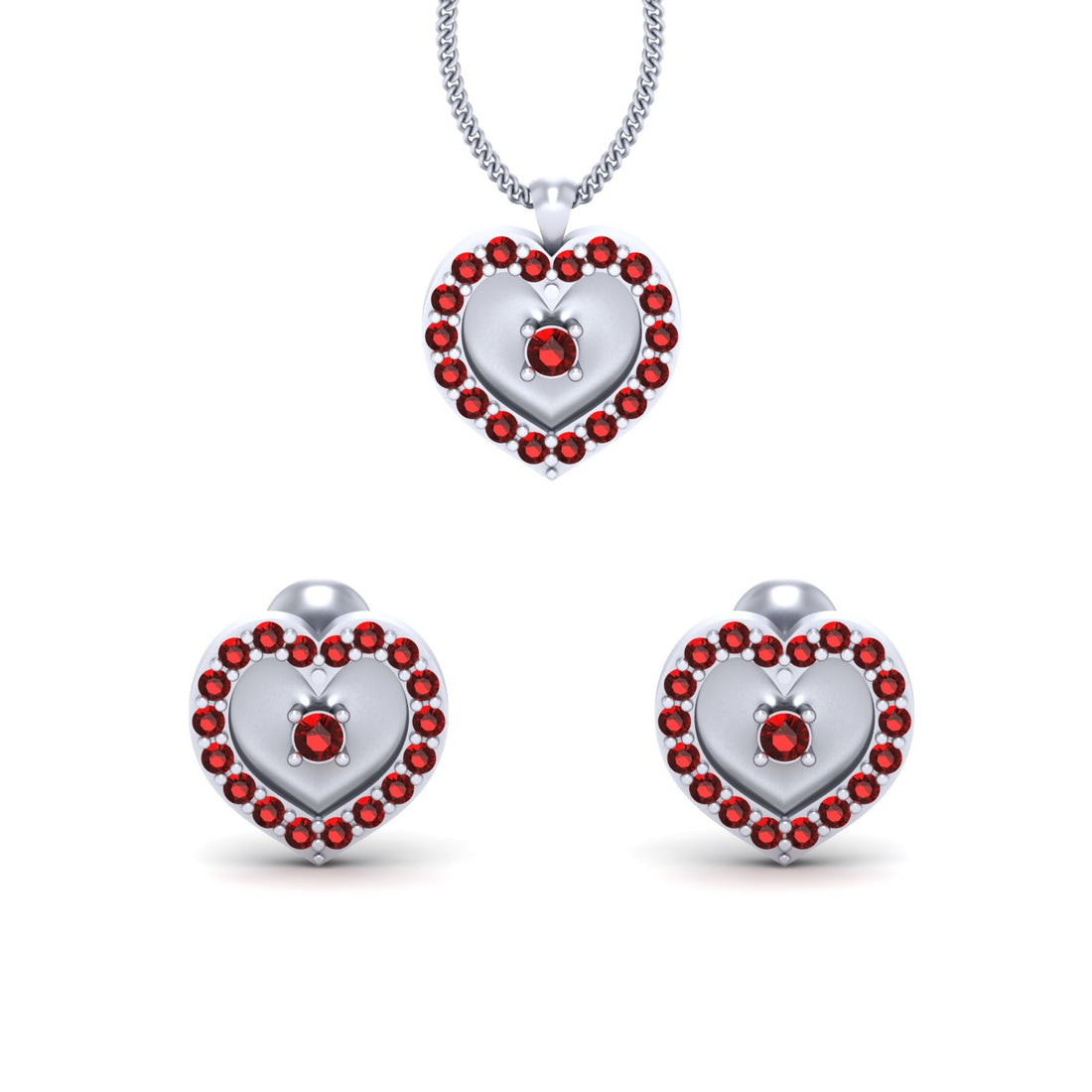SILVER HEART PENDANT EARRINGS