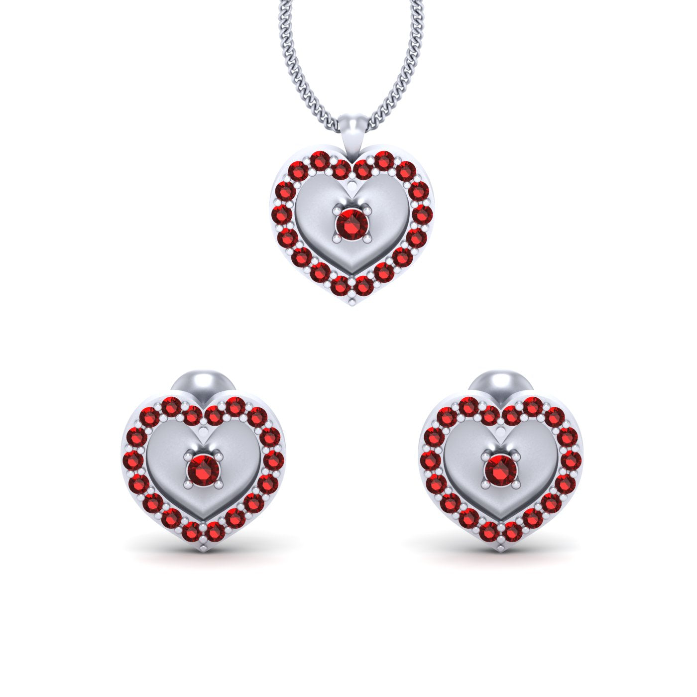 SILVER HEART PENDANT EARRINGS