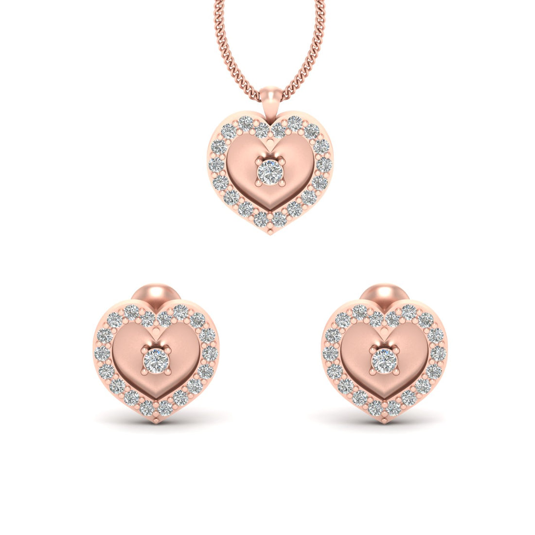 HEART PENDANT EARRINGS SET