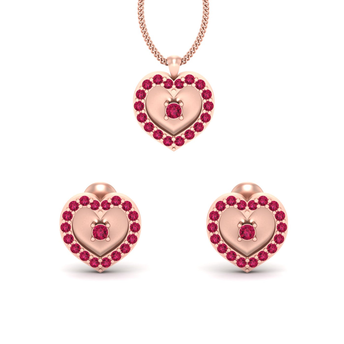 ROSE GOLD HEART PENDANT SET