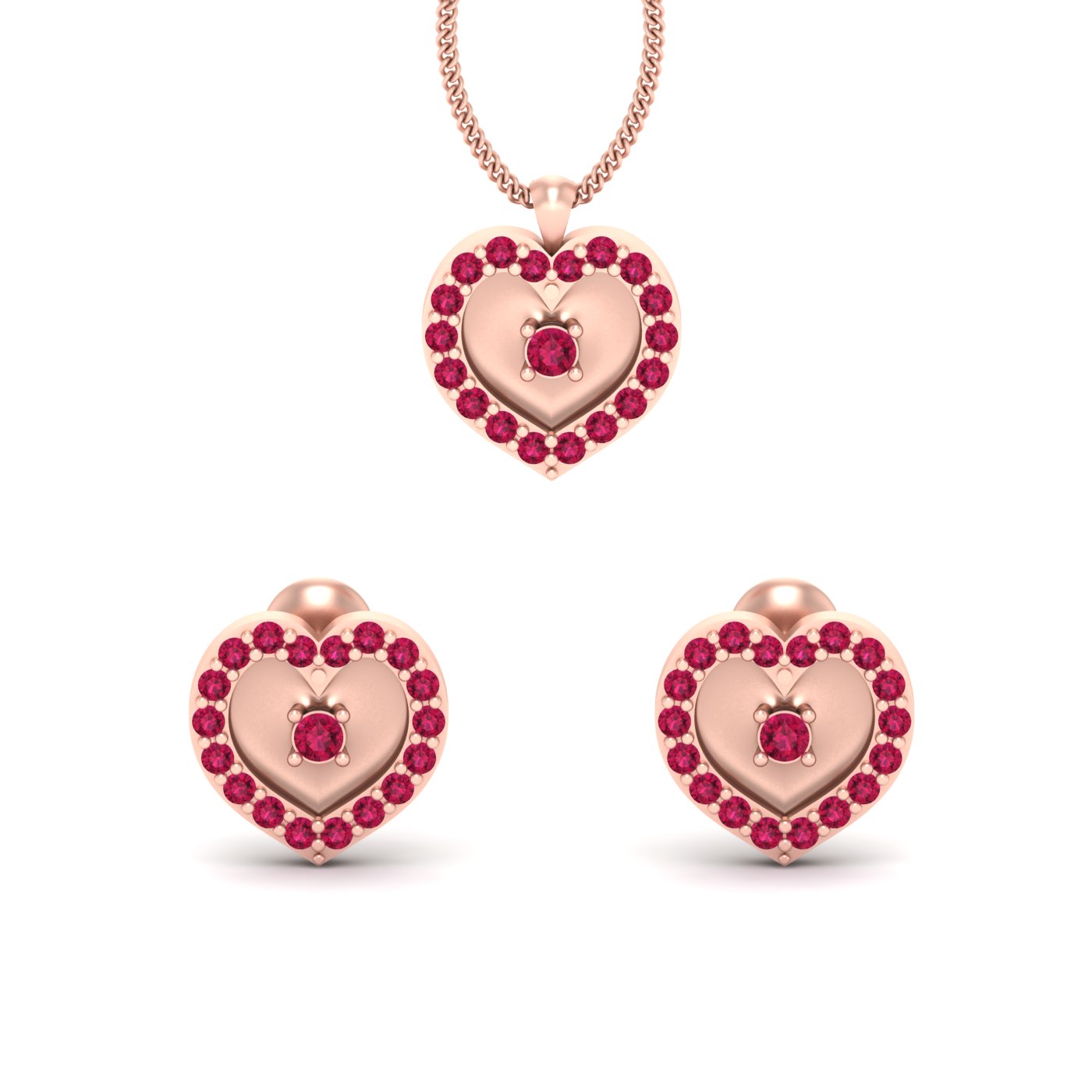 ROSE GOLD HEART PENDANT SET
