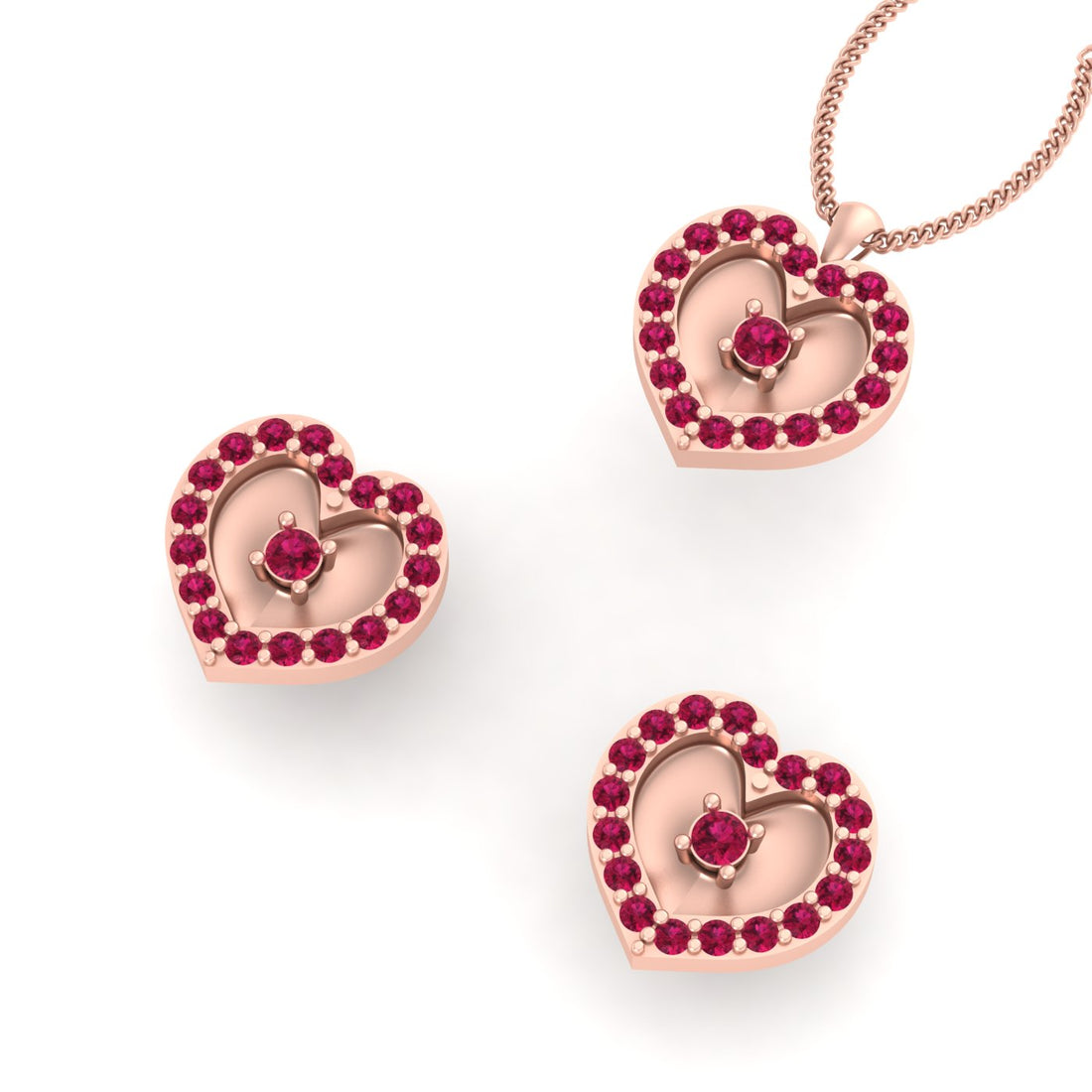 ROSE GOLD HEART PENDANT SET