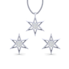Diamond Star Pendant Earrings Minimalist Star Pendant Set Bridal Jewelry