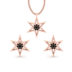Star Pendant Earrings Set Black Diamond Pendant Earrings Set Jewelry