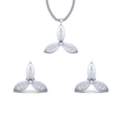Petal Pendant Earrings Set Sterling Silver Floral Wedding Sets Jewelry