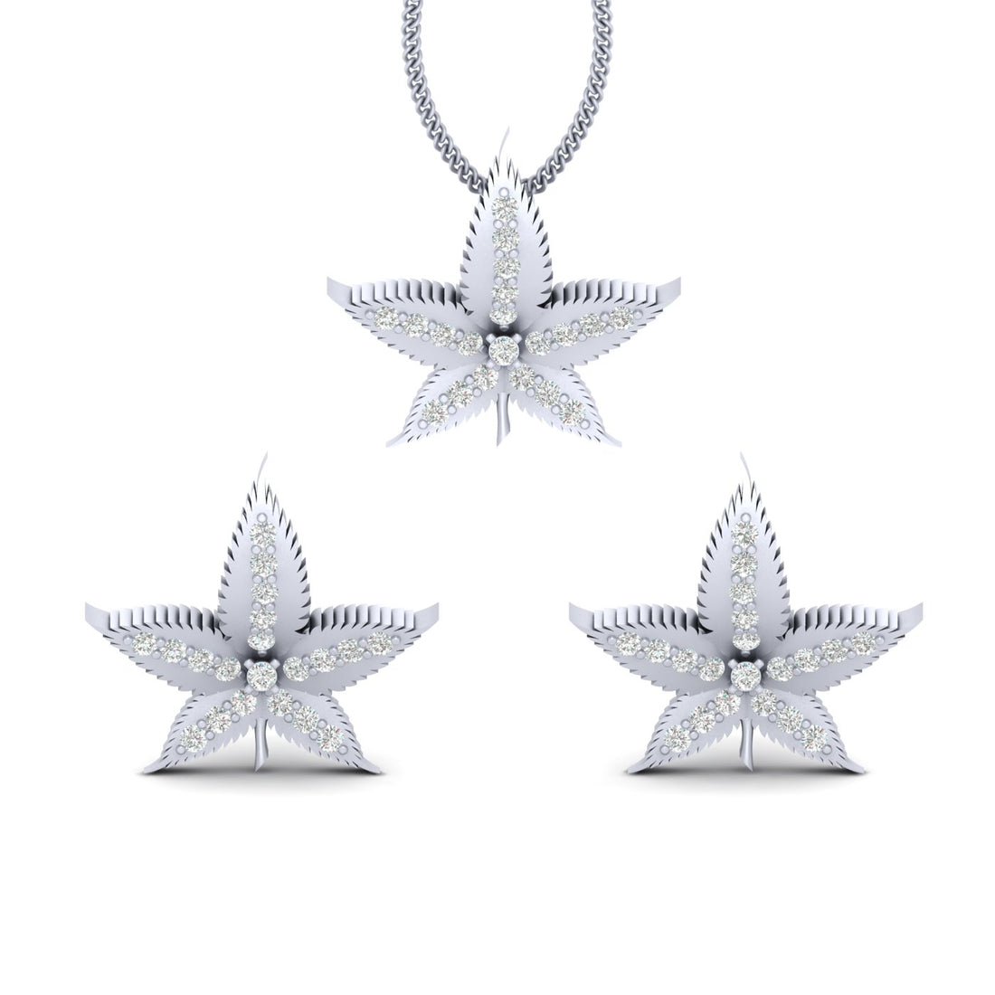 MARIJUANA PENDANT EARRINGS SET