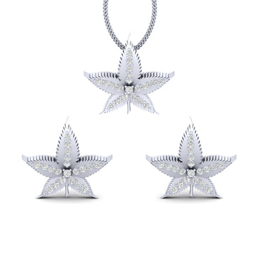 MARIJUANA PENDANT EARRINGS SET