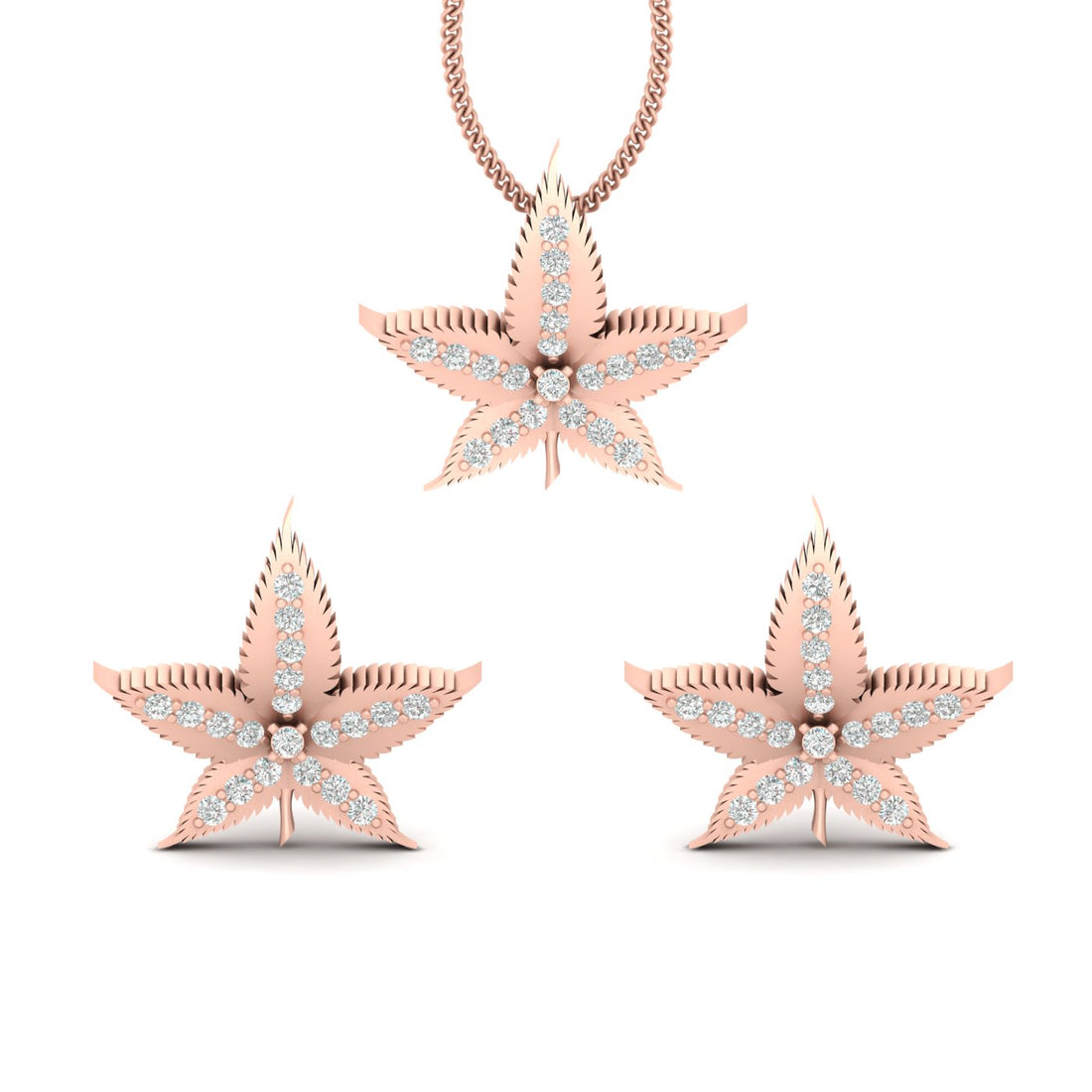 MARIJUANA PENDANT EARRINGS SET