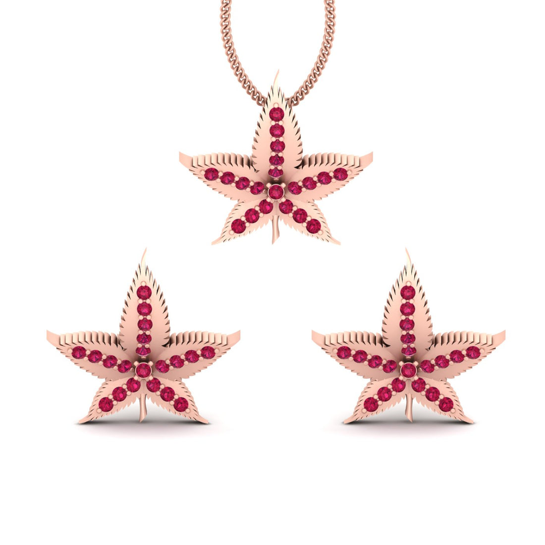 MARIJUANA LEAF PENDANT SET