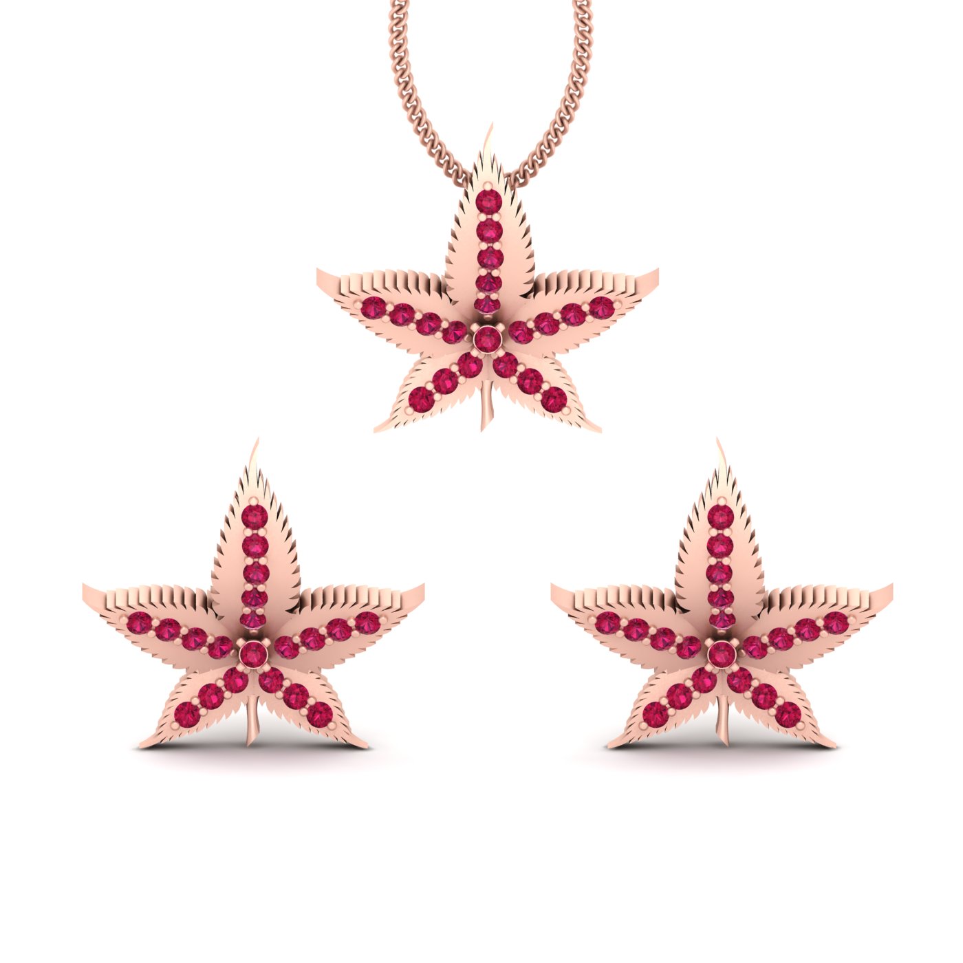 MARIJUANA LEAF PENDANT SET
