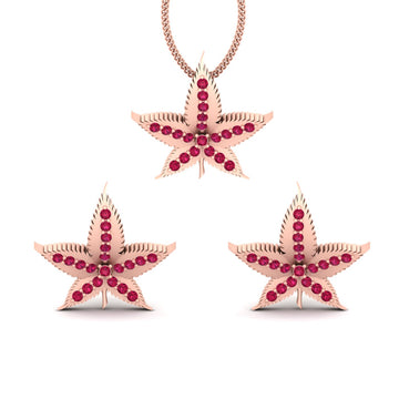 MARIJUANA LEAF PENDANT SET