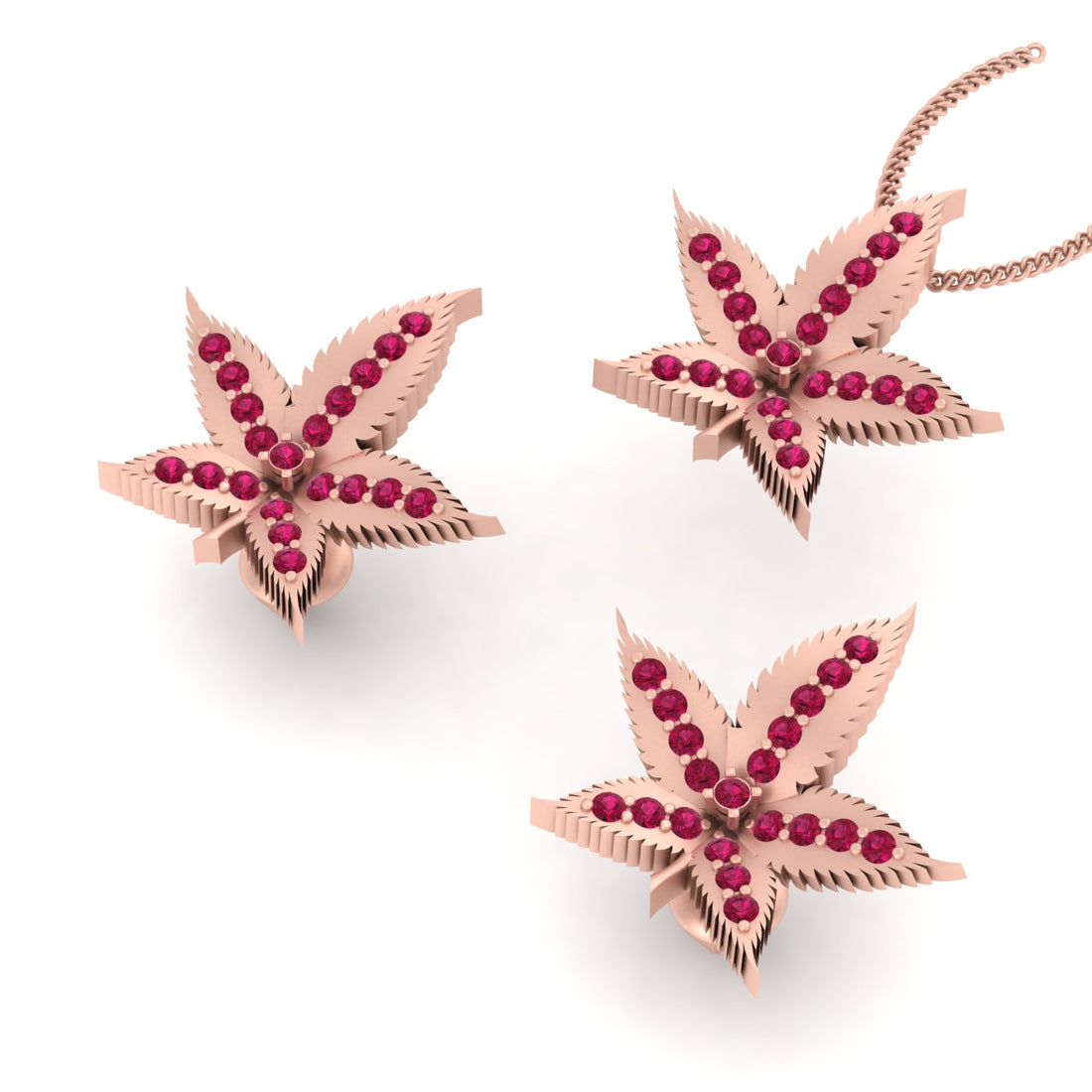 MARIJUANA LEAF PENDANT SET
