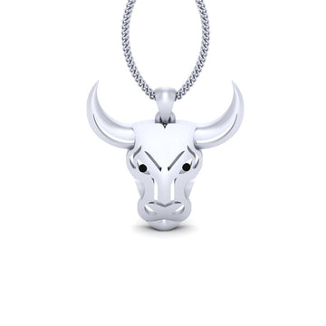 SILVER BULL FACE PENDANT