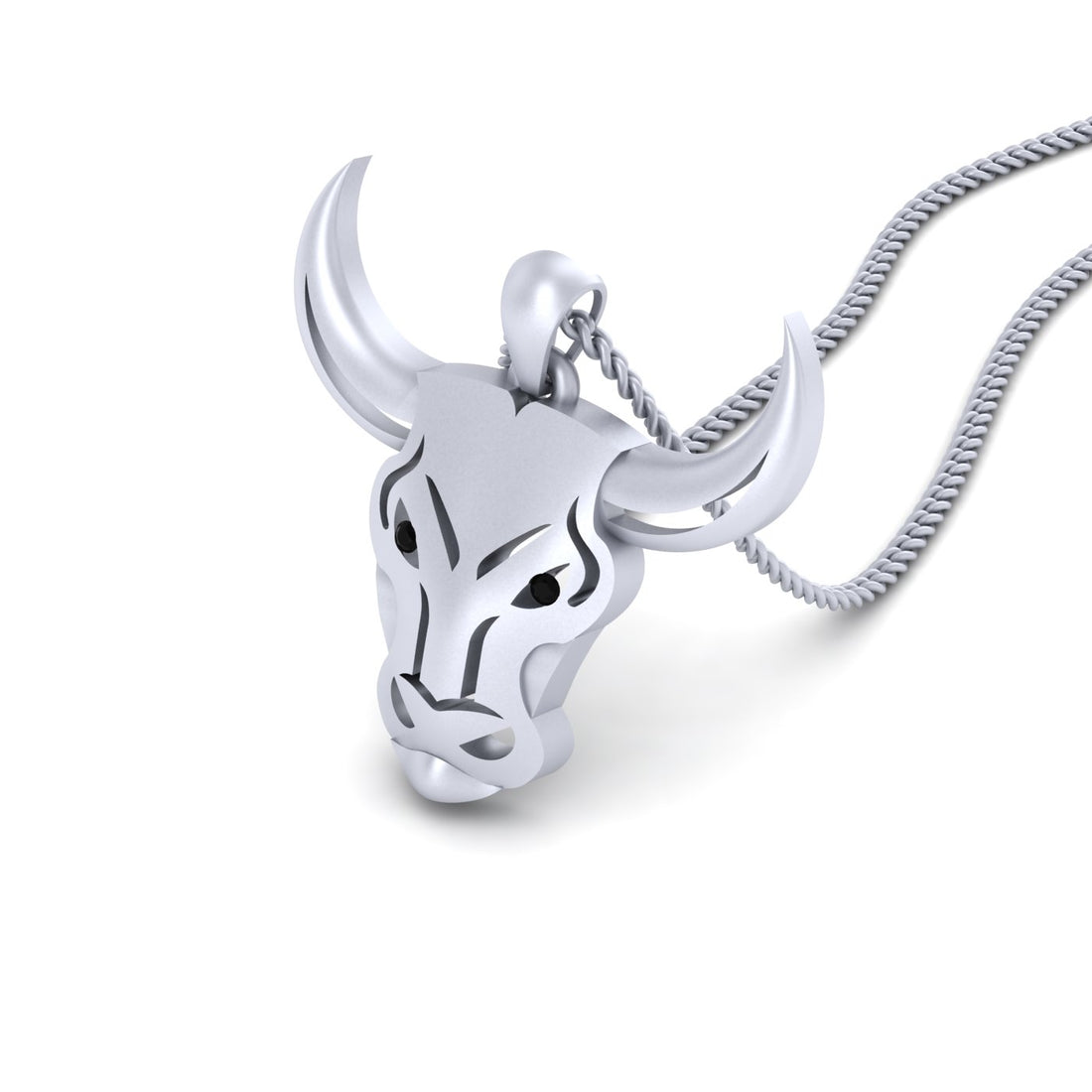 SILVER BULL FACE PENDANT