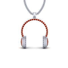 Sterling Silver Headphone Pendant DJ Headphone Hip Hop Jewelry