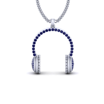WHITE GOLD HEADPHONE PENDANT