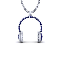 White Gold Headphone Pendant Hip Hop Jewelry Headphone Locket