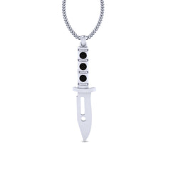 Black Onyx Dagger Pendant Solid 925 Sterling Dagger Locket Hip Hop