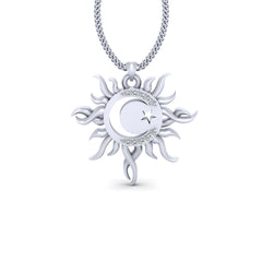 Diamond Celestial Pendant Sun Crescent Moon and Star Pendant Locket