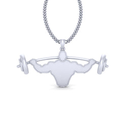 Weightlifting Pendant Deadlift Locket Athlete Sports Jewelry White Gold