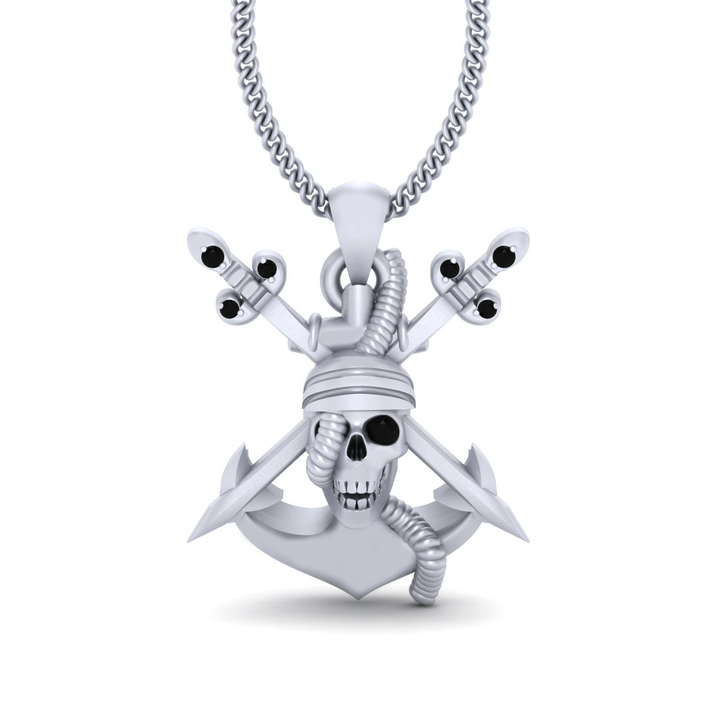 PIRATE SKULL ANCHOR PENDANT