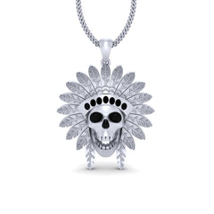 Red Indian Skull Pendant Black Onyx American Indian Skull Jewelry