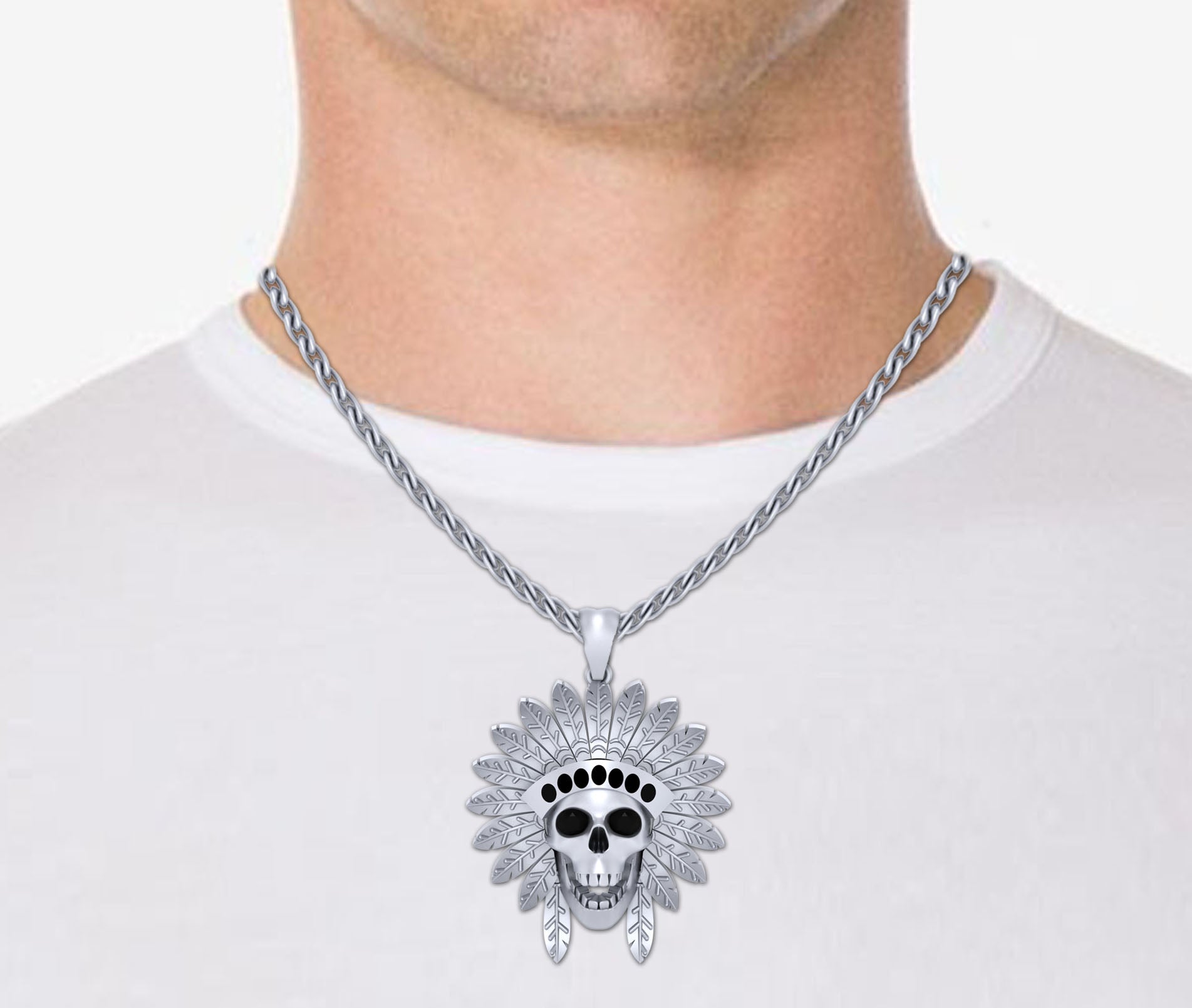 RED INDIAN SKULL PENDANT