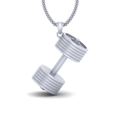 Dumbbell Pendant Locket Fitness Sports Dumbbell Locket White Gold