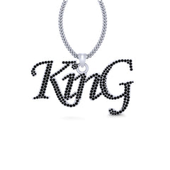 Hip Hop KING Pendant Black Onyx King Locket 925 Silver Or White Gold