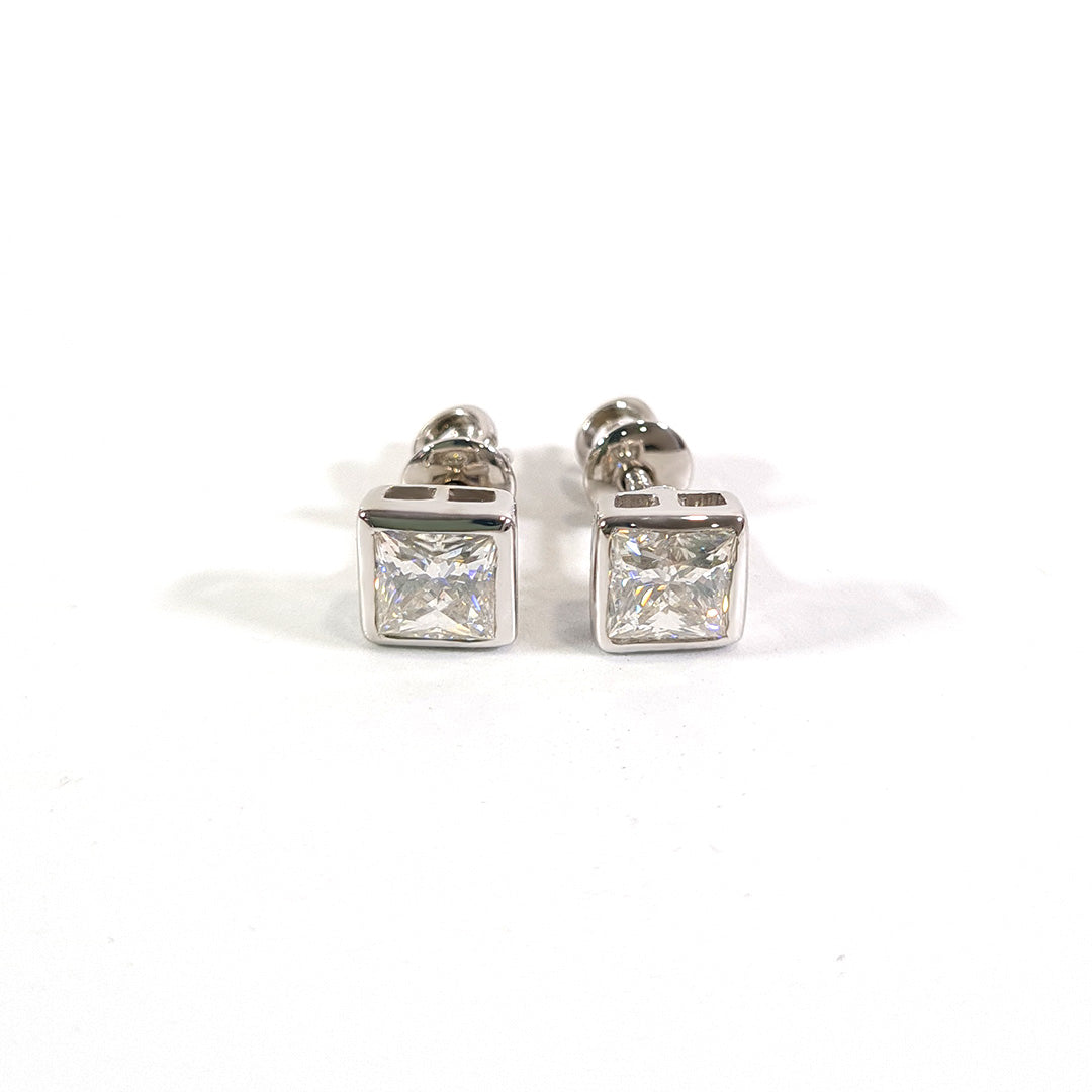 PRINCESS MOISSANITE STUD EARRINGS