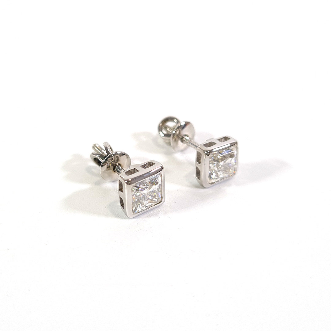 PRINCESS MOISSANITE STUD EARRINGS