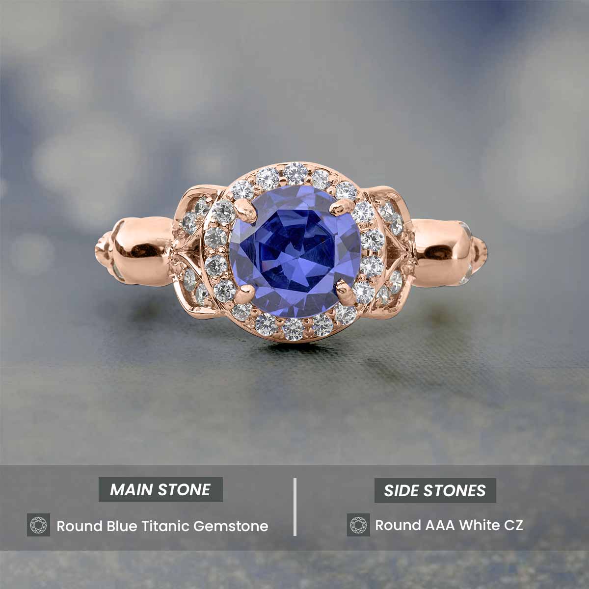 Leaf Skull Ring for Women Blue Titanic Gemstone Gothic Engagement Wedding Rings Silver gold
